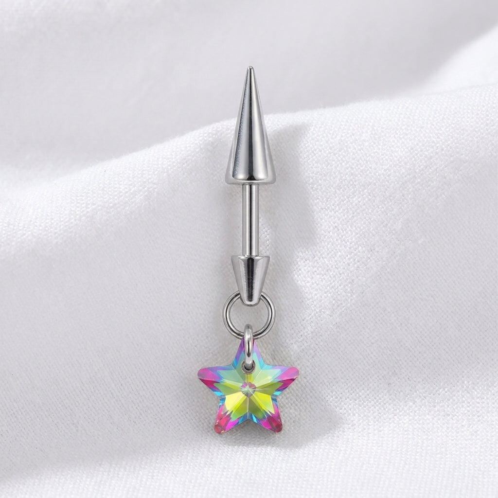 Piercing cartilage titane barre spike et étoile zircone - vue 6