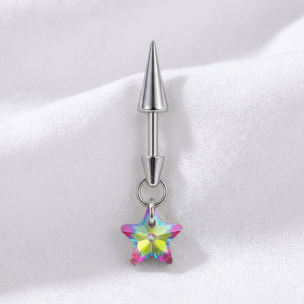 Piercing cartilage titane barre spike et étoile zircone - vue 6