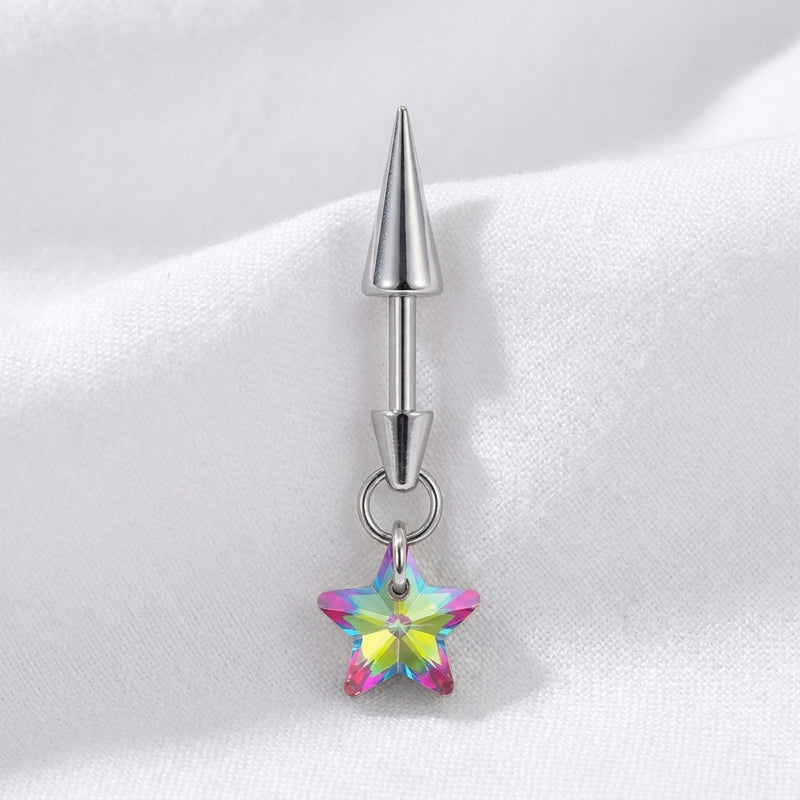 Piercing cartilage titane barre spike et étoile zircone - vue 6