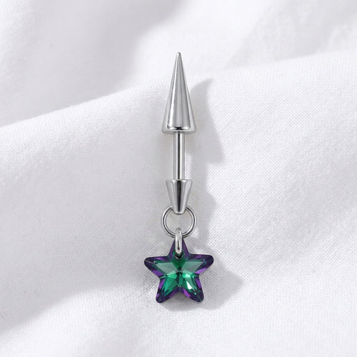 Piercing cartilage titane barre spike et étoile zircone - vue 2