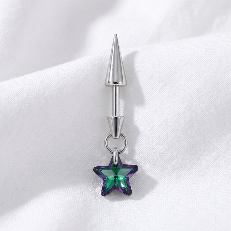 Piercing cartilage titane barre spike et étoile zircone - vue 2