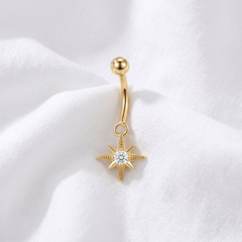 Piercing Rook Doré Courbé Étoile North Star Zircon - vue 2