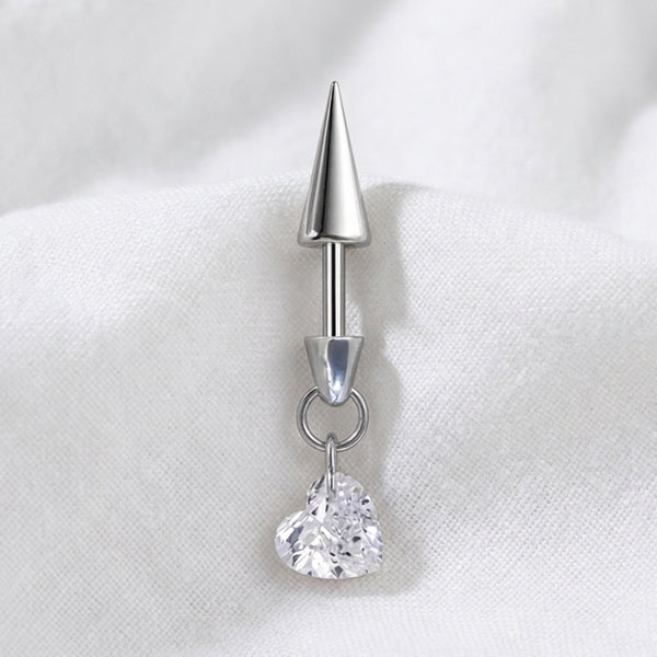 Piercing Hélix Labret Spike Cœur Zircon Titane Argenté - vue 10