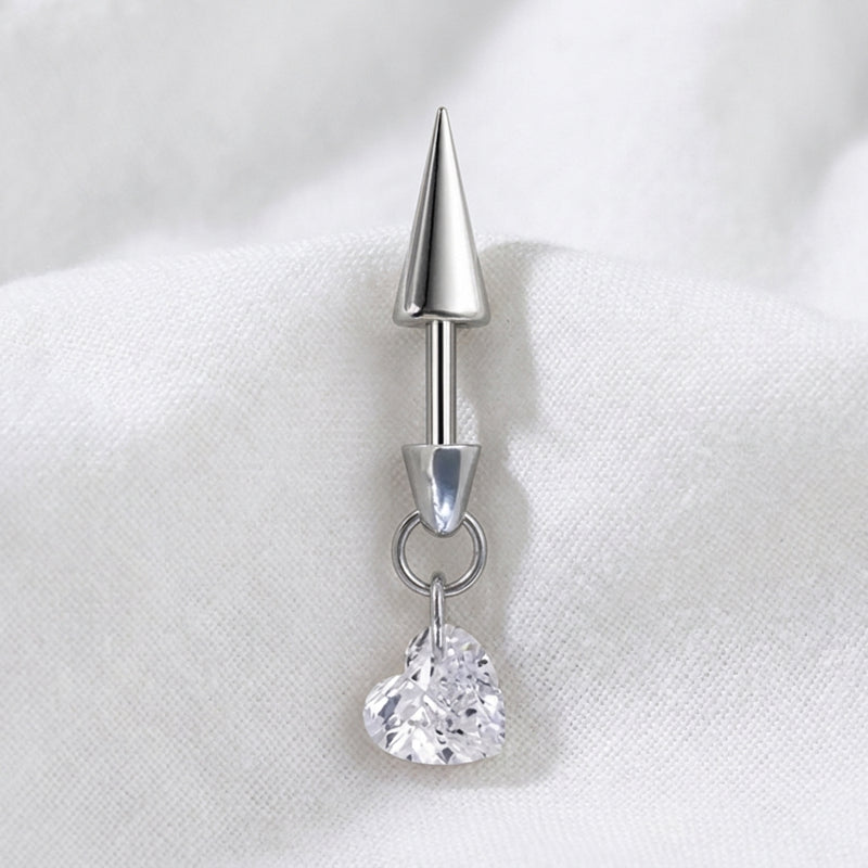Piercing Hélix Labret Spike Cœur Zircon Titane Argenté - vue 10