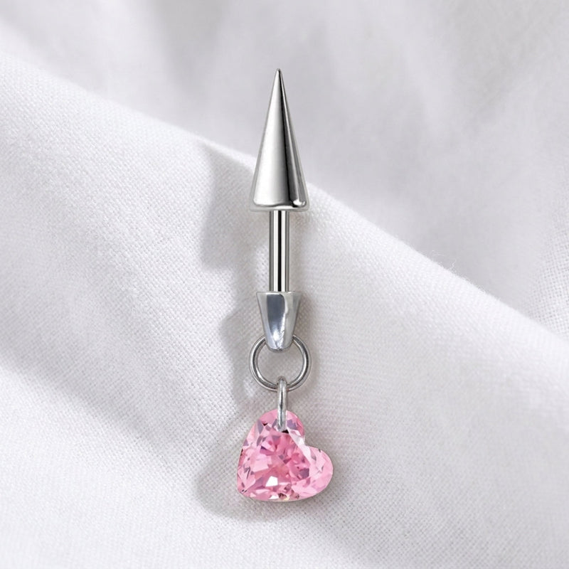 Piercing Hélix Labret Spike Cœur Zircon Titane Argenté - vue 9