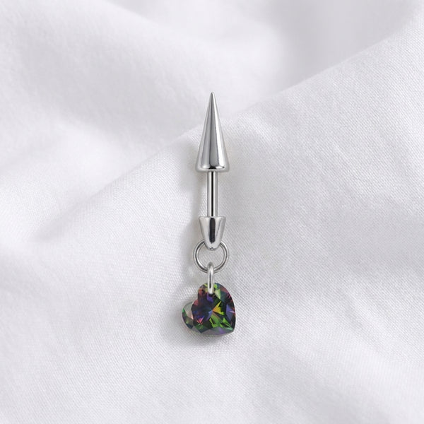 Piercing Hélix Labret Spike Cœur Zircon Titane Argenté - vue 5