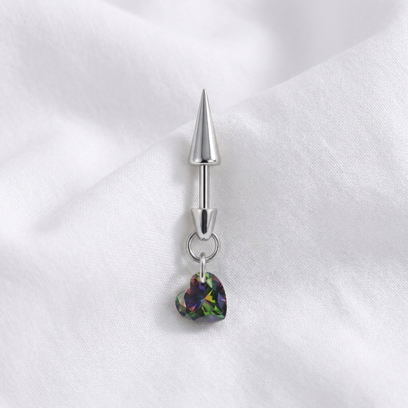 Piercing Hélix Labret Spike Cœur Zircon Titane Argenté - vue 5
