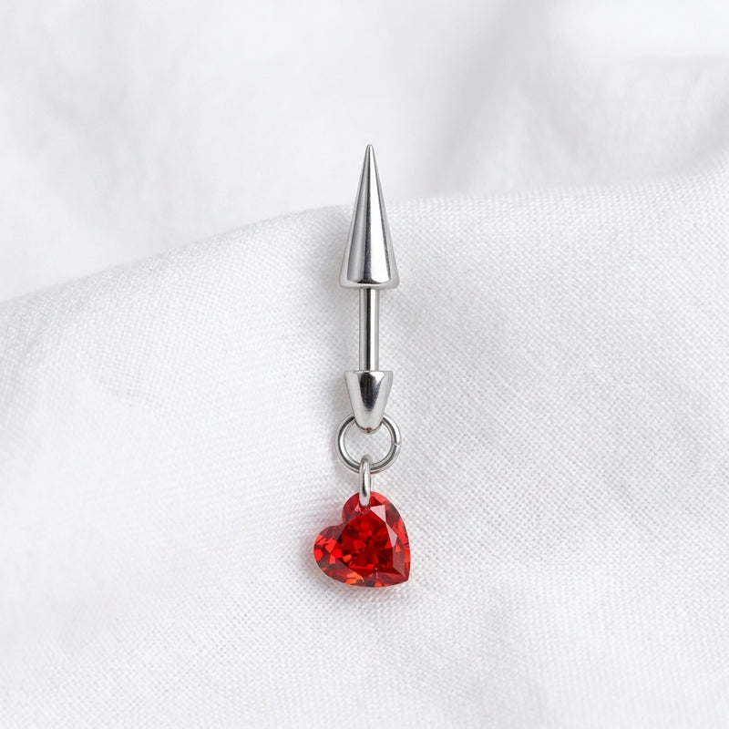 Piercing Hélix Labret Spike Cœur Zircon Titane Argenté - vue 2