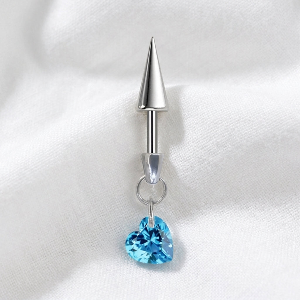 Piercing Hélix Labret Spike Cœur Zircon Titane Argenté - vue 6