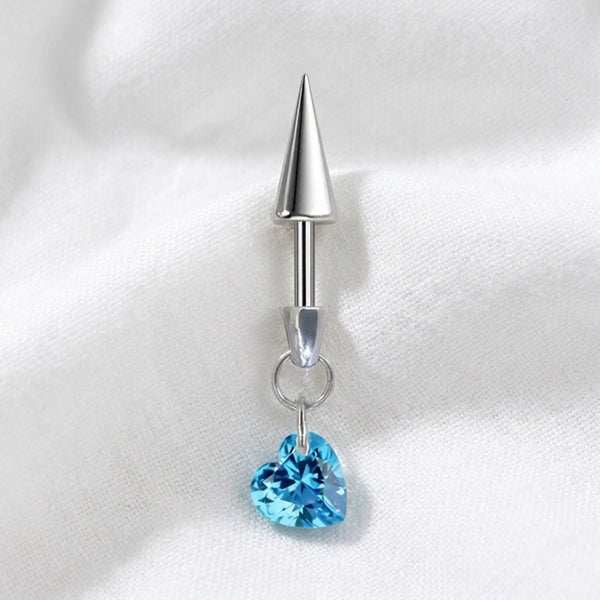 Piercing Hélix Labret Spike Cœur Zircon Titane Argenté - vue 6