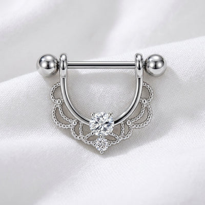 Piercing téton bouclier filigrane doré - vue 2