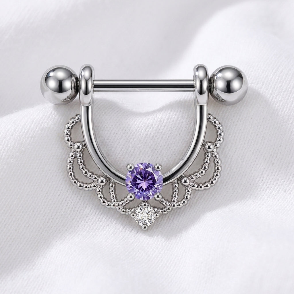 Piercing téton bouclier filigrane doré - vue 5