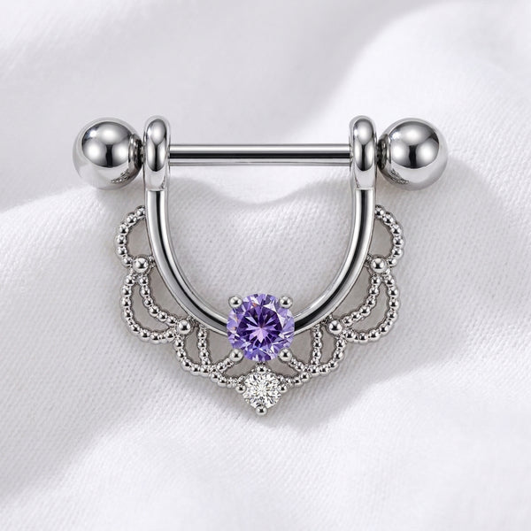 Piercing téton bouclier filigrane doré - vue 5