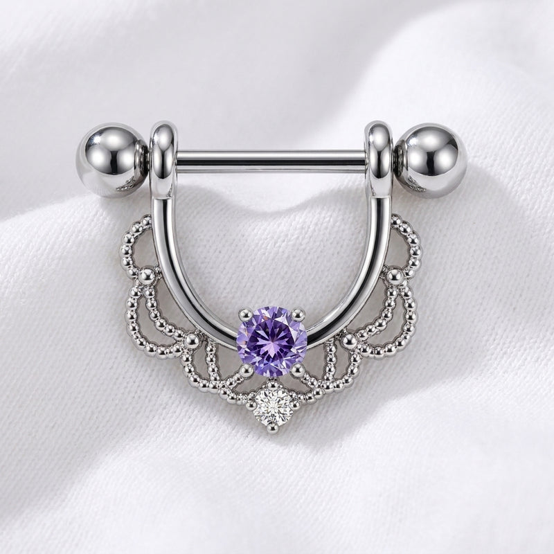 Piercing téton bouclier filigrane doré - vue 5