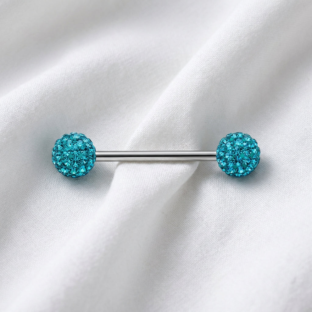 Piercing téton boule géométrique zircon - vue 2