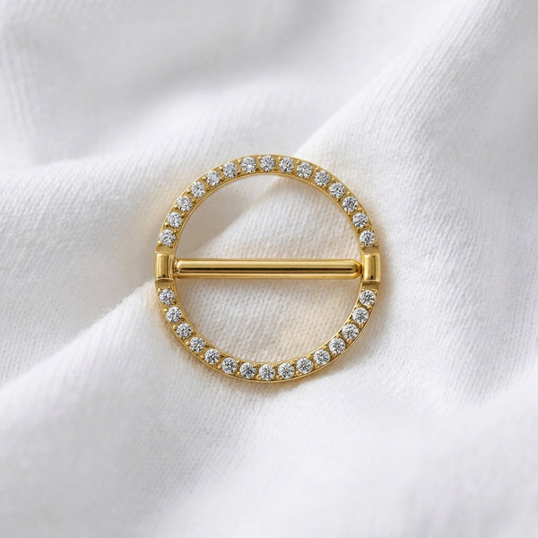 Piercing téton cercle hexagonal zircon - vue 5