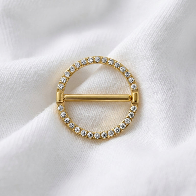 Piercing téton cercle hexagonal zircon - vue 5