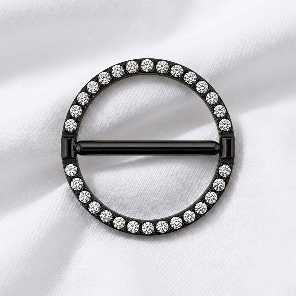 Piercing téton cercle hexagonal zircon - vue 2