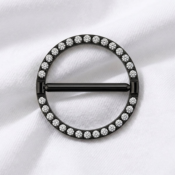 Piercing téton cercle hexagonal zircon - vue 2