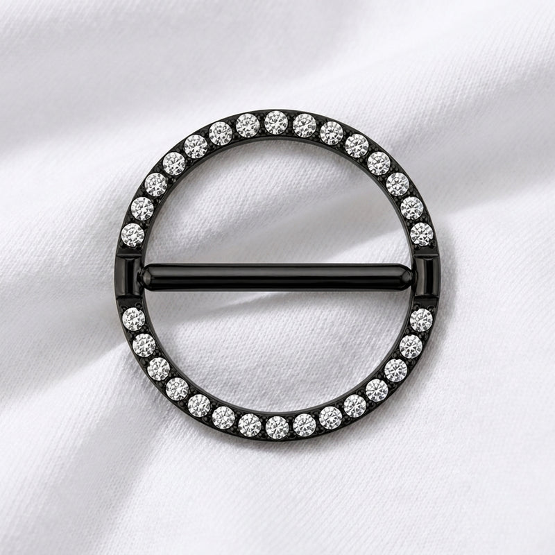Piercing téton cercle hexagonal zircon - vue 2