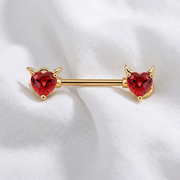 Piercing téton cerise zircon doré - vue 4