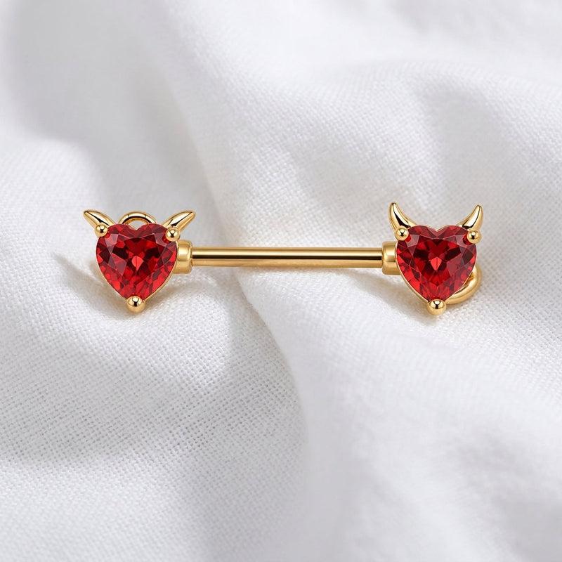 Piercing téton cerise zircon doré - vue 4