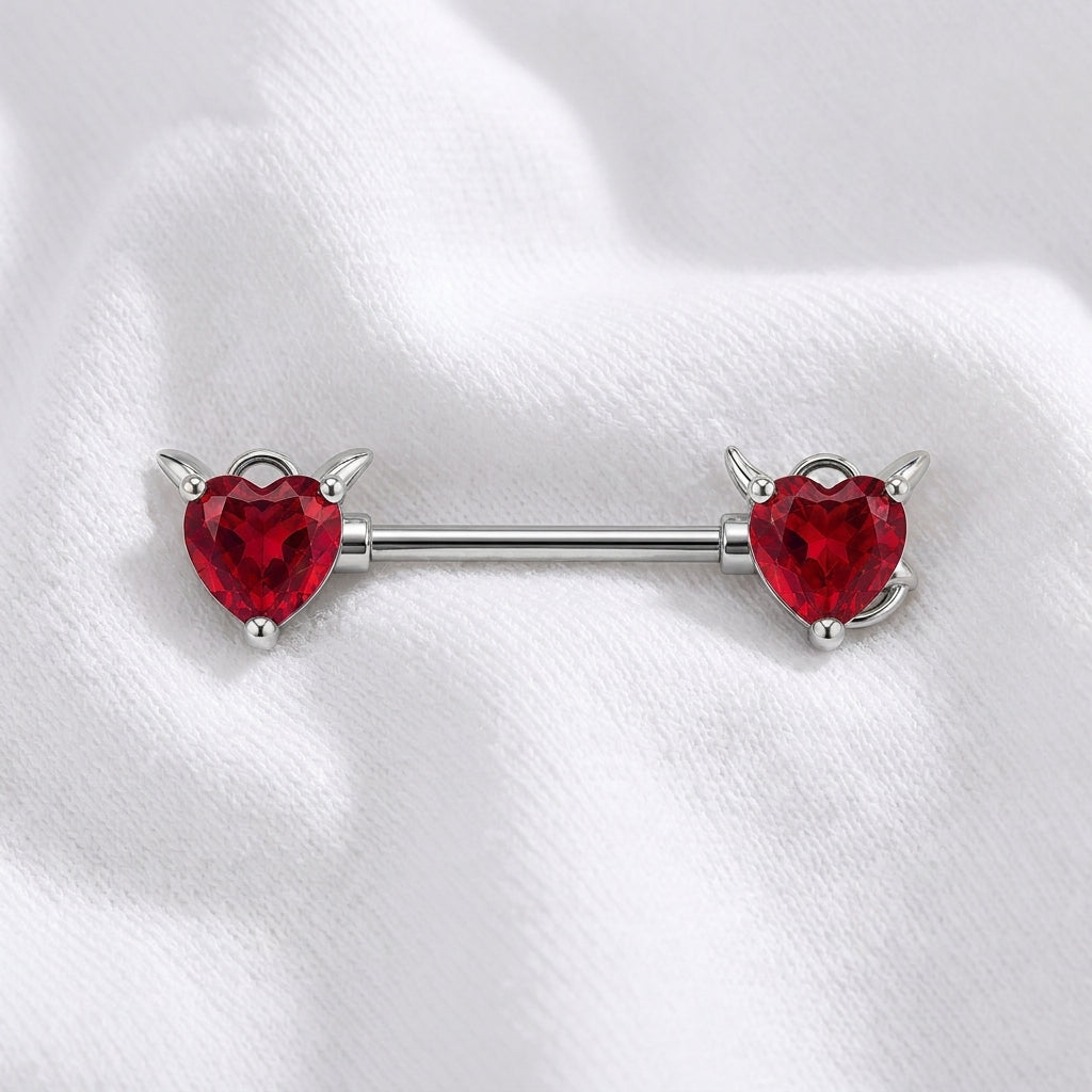 Piercing téton cerise zircon doré - vue 2