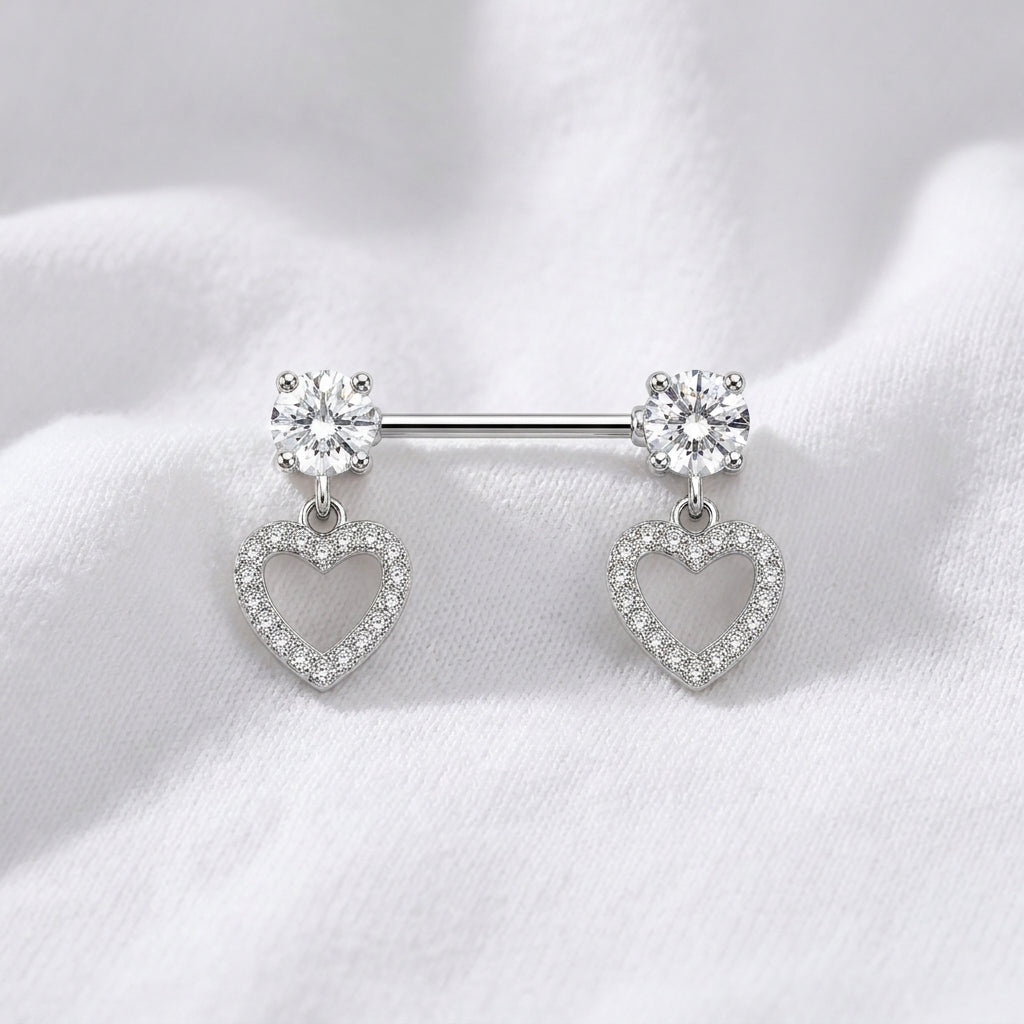 Piercing téton cœur zircon paire - vue 5