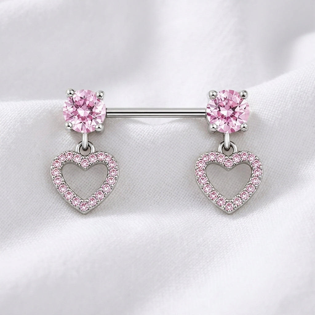 Piercing téton cœur zircon paire - vue 2