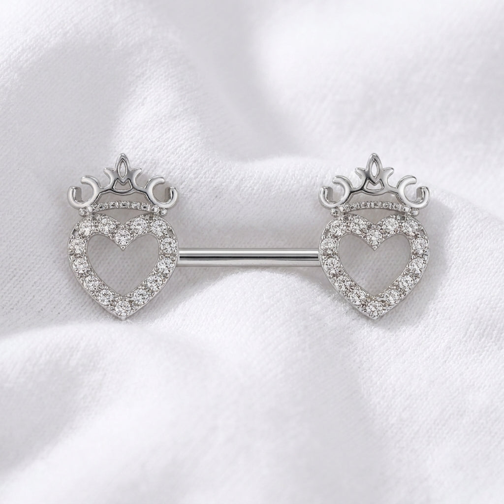 Piercing téton couronne cœur doré - vue 2