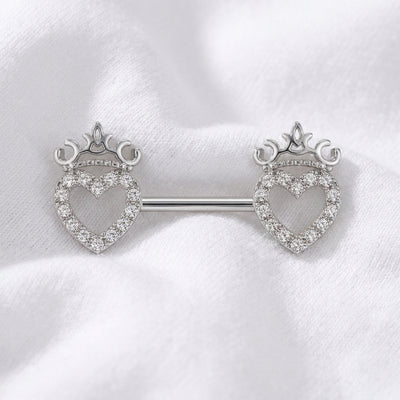 Piercing téton couronne cœur doré - vue 2