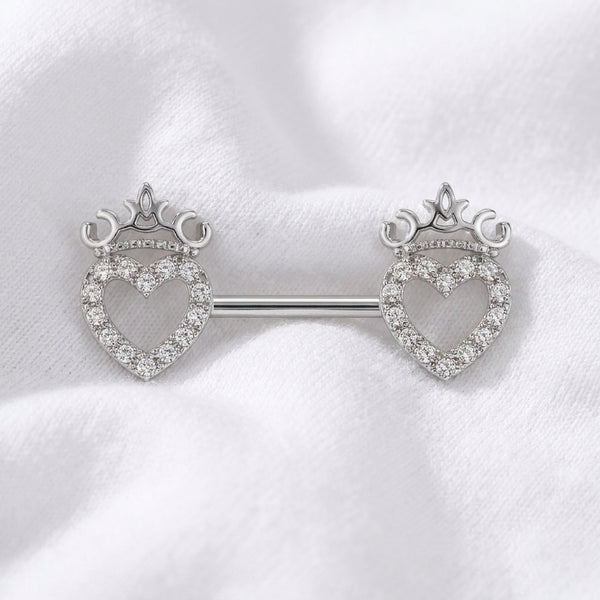 Piercing téton couronne cœur doré - vue 2