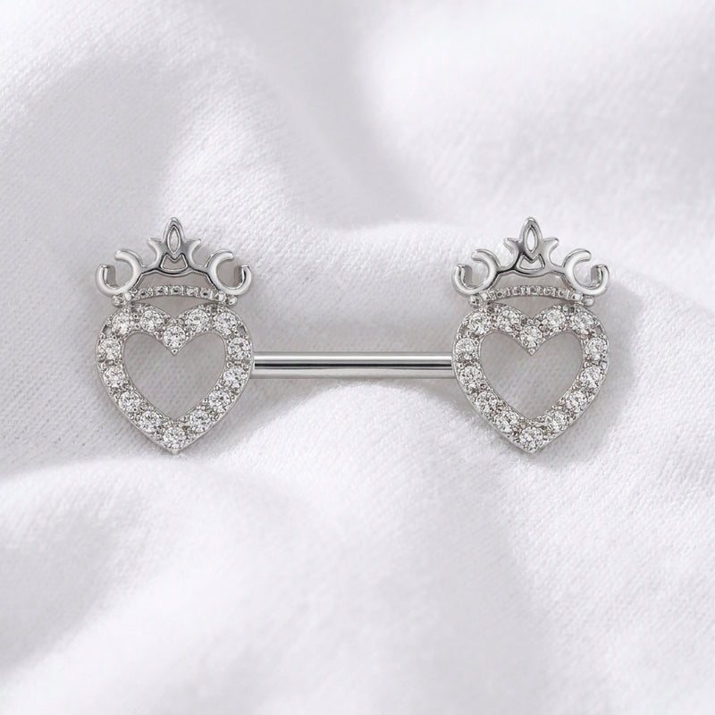 Piercing téton couronne cœur doré - vue 2