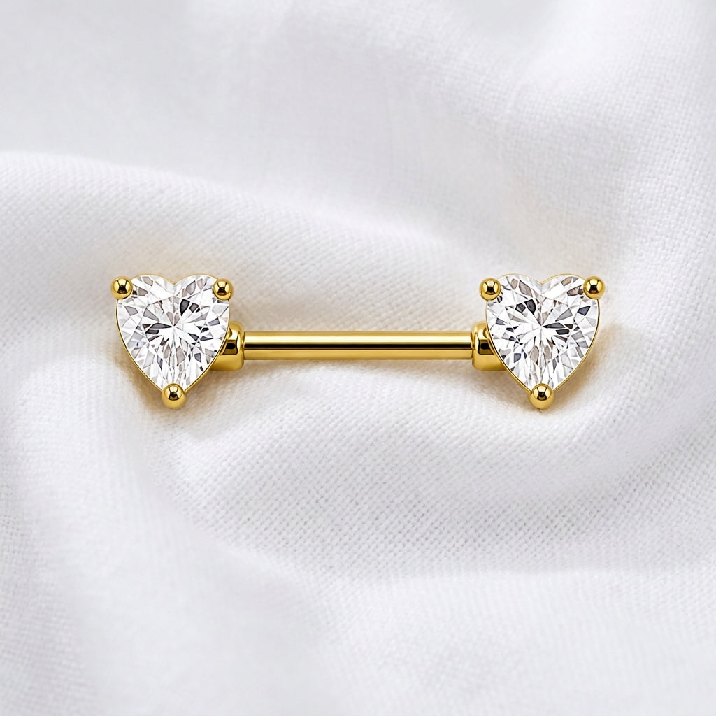 Piercing téton double cœur multicolore - vue 10