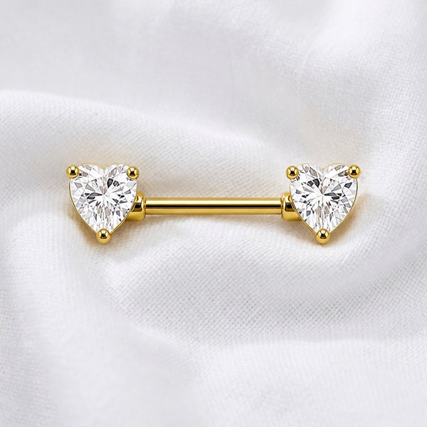 Piercing téton double cœur multicolore - vue 10