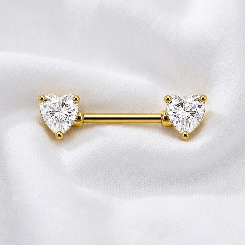 Piercing téton double cœur multicolore - vue 10