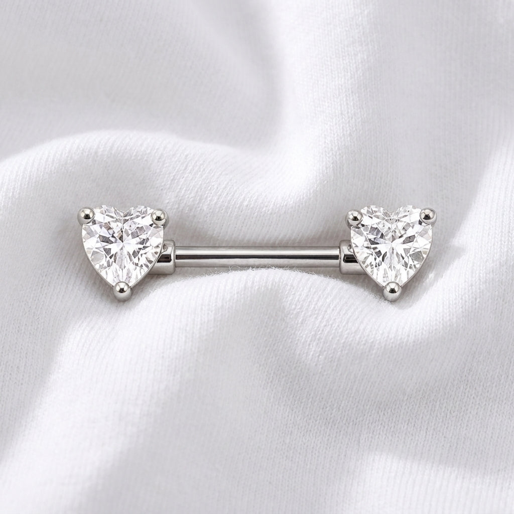Piercing téton double cœur multicolore - vue 2