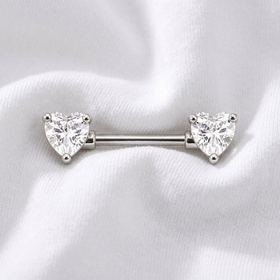 Piercing téton double cœur multicolore - vue 2