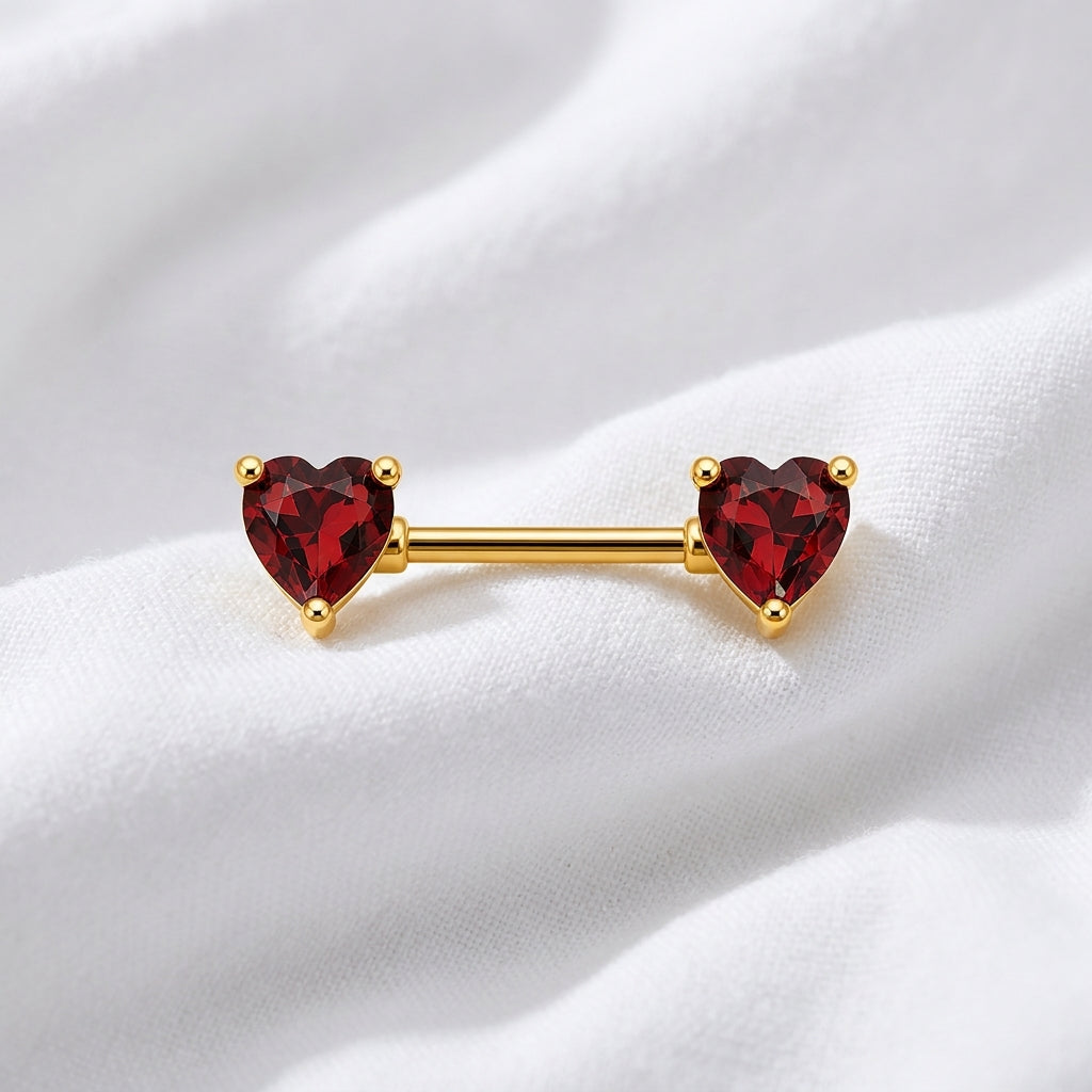 Piercing téton double cœur multicolore - vue 5