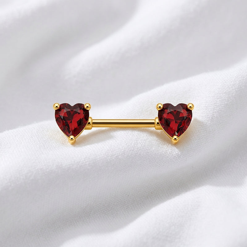 Piercing téton double cœur multicolore - vue 5