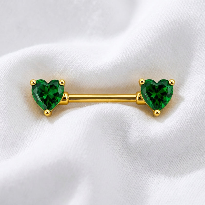 Piercing téton double cœur multicolore - vue 13