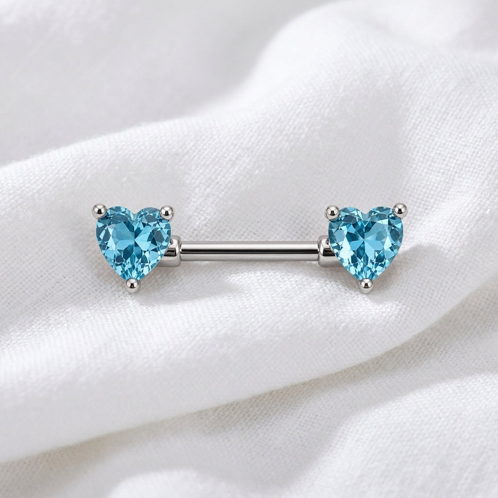 Piercing téton double cœur multicolore - vue 6