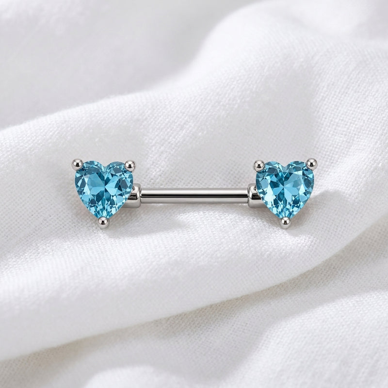 Piercing téton double cœur multicolore - vue 6