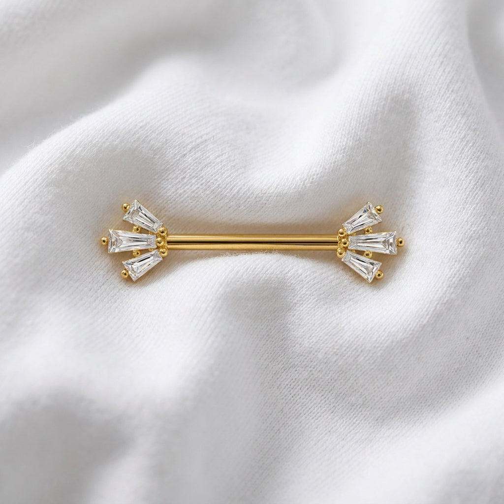 Piercing téton étoile rayonnante baguettes argenté - vue 4