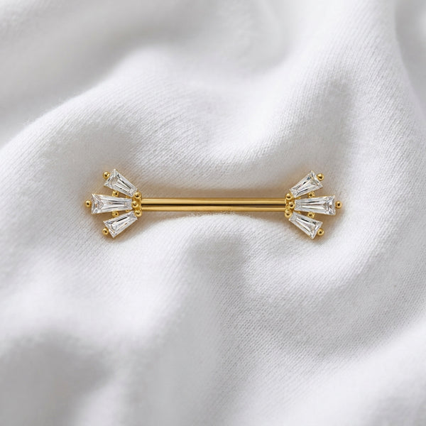 Piercing téton étoile rayonnante baguettes argenté - vue 4
