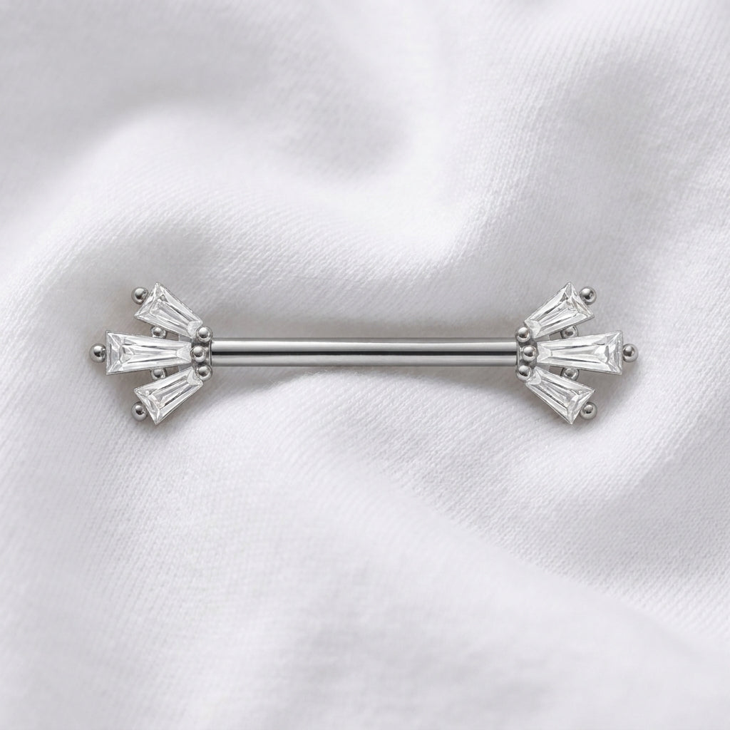 Piercing téton étoile rayonnante baguettes argenté - vue 2