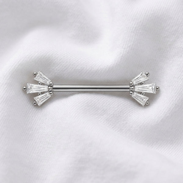 Piercing téton étoile rayonnante baguettes argenté - vue 2