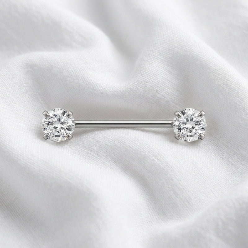 Piercing téton luxe feuilles cœur doré 18K - vue 2