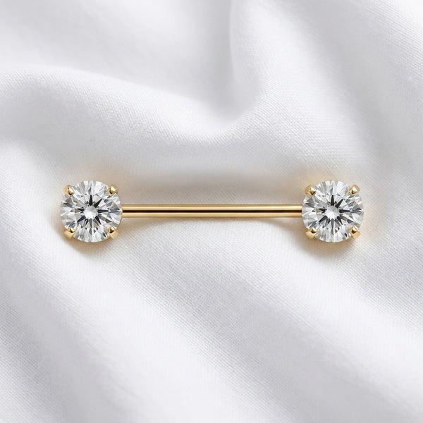 Piercing téton luxe feuilles cœur doré 18K - vue 4