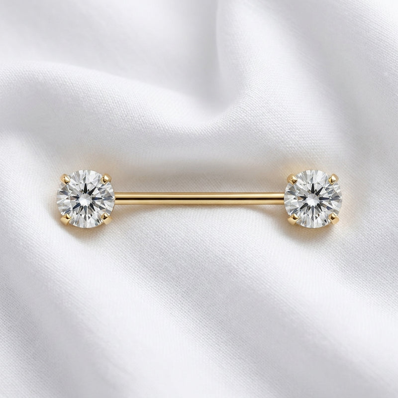 Piercing téton luxe feuilles cœur doré 18K - vue 4